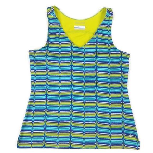 Columbia Omni-Wick Siren Splash II Blue Multi Athletic Outdoor Tank Top - Picture 8 of 8